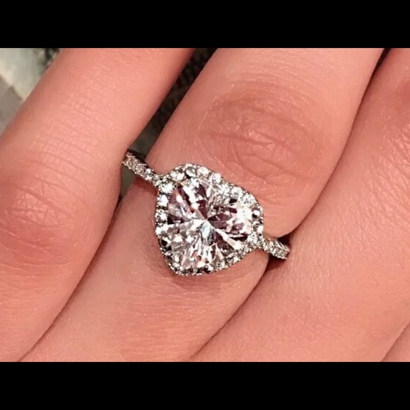 Sterling Silver Plated Heart CZ ring - Picture 8 of 8